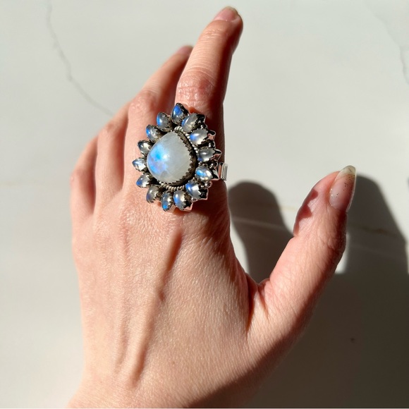 Sterling Silver Multi-Stone Moonstone Ring - Picture 10 of 10